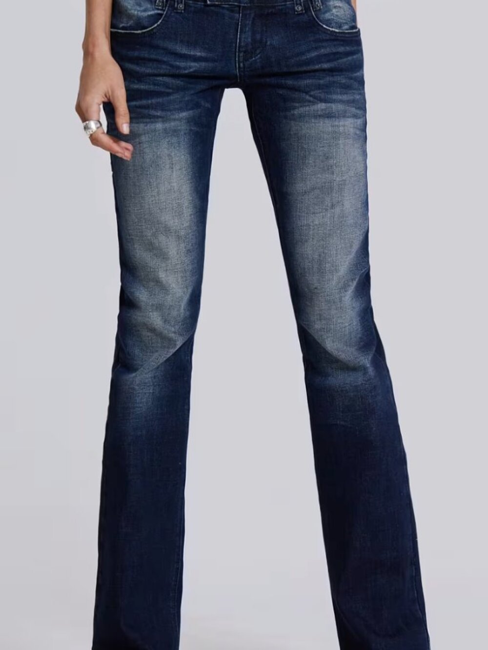 Jaded London Low Rise Flare Jeans Dark Wash Size 24 Y2K